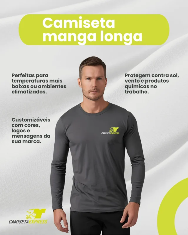Proteção, conforto e personalização! As camisetas de manga longa da Camiseta Express são ideais para temperaturas mais baixas e ambientes climatizados. Customize com cores, logos e mensagens da sua marca! 🚀👕
Garanta camisetas para a sua equipe! Faça seu pedido agora e destaque-se no mercado!